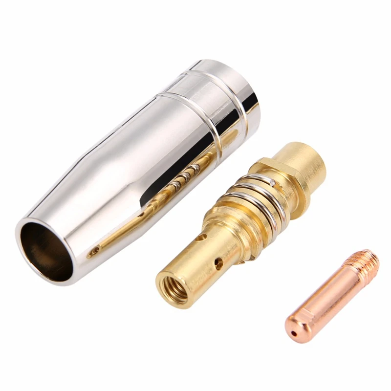 SHGO HOT-11Pcs/Set Mig Welding Nozzle Welder Torch Nozzles Gold Tip Holder Contact Tips 0.040 Inch Gas Diffuser Set For Torche