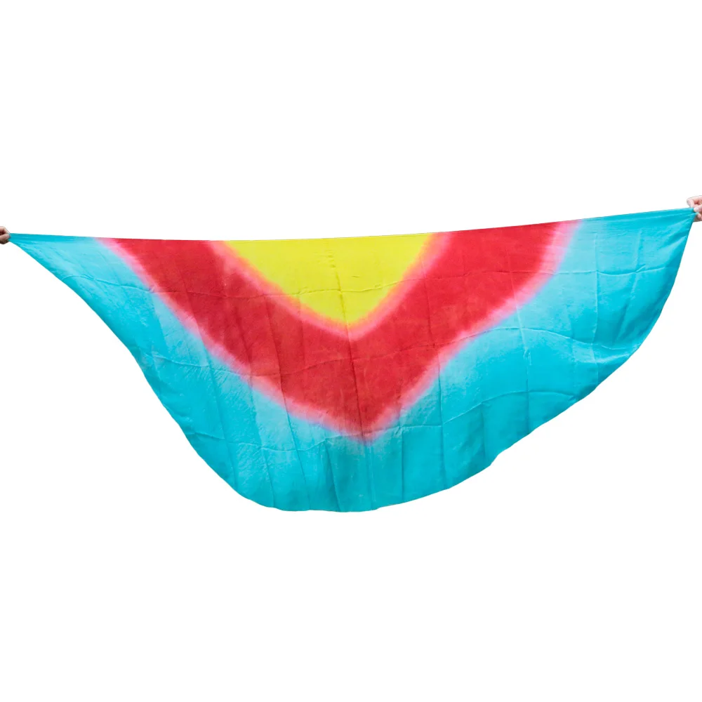 Voile de danse du ventre en soie 100%, demi-cercle, jaune, rouge, turquoise, nouvelle collection