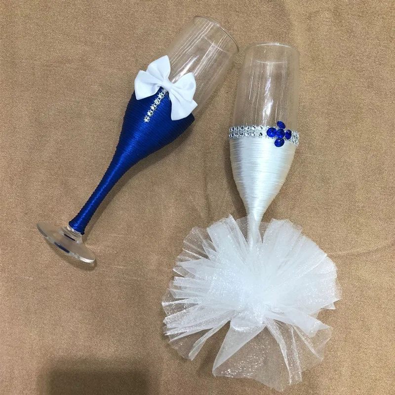 25 Styles blue and white wedding toasting glasses  wedding champagne glasses gift  for wedding party decoration