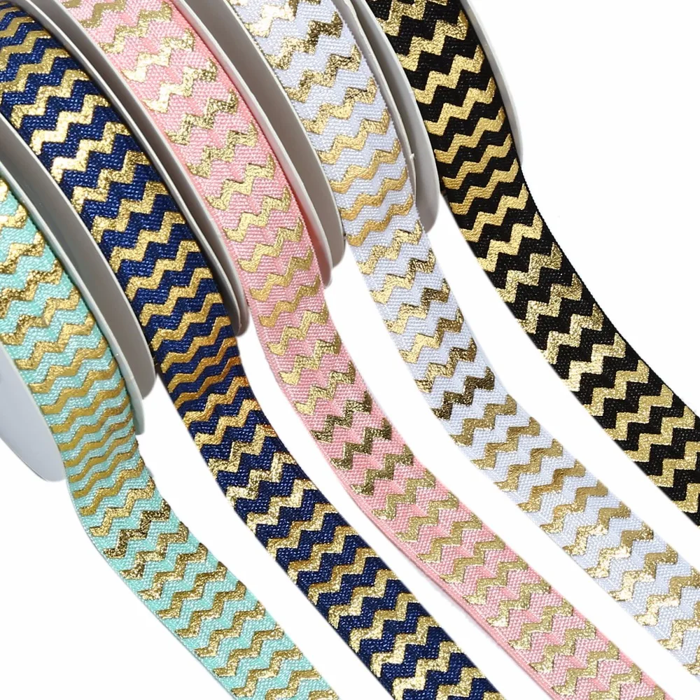 5/8 "złota folia Chevron krotnie ponad Elastics wroga 100 metrów/rolka zapraszamy niestandardowe drukowane