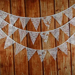3M 12 Lace Pennant Flags Wedding Decor Bunting Party Birthday Photo Prop Banner Baby Shower Carnival Garland