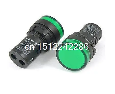 2 Pcs AC 220V Electrical Circuit Green LED Indicator Pilot Light