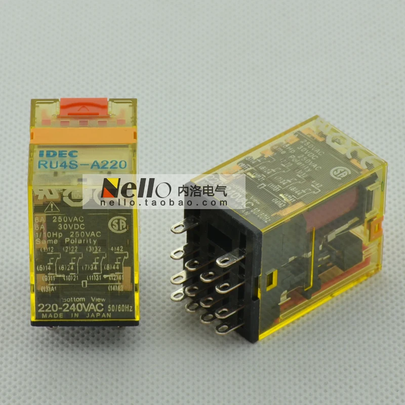 

[SA]Japan and the spring IDEC relays with latch lever 6A RU4S-D12 RU4S-D24 RU4S-AC110 RU4S-AC220V 4a4b--10pcs/lot