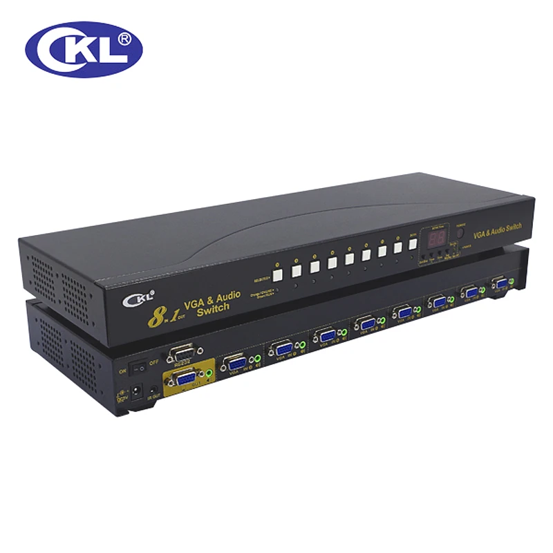 CKL-81S 8 Port Auto VGA Switch with Audio 8 in 1 out PC Monitor Switcher with IR Remote RS232 Control 2048*1536 450MHz