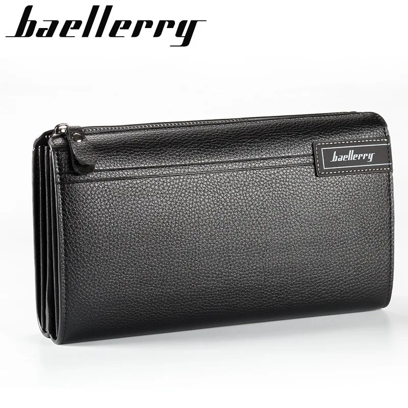 Baellerry-Carteira comprida masculina, bolsa de couro masculina, bolsa de embreagem, famosa marca de luxo