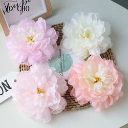 YO CHO Artificial Flower Large Peony Heads 15CM Fake Yellow Peonies Silk Craft Fabric Flower Wedding Garden Home Gift Decoration