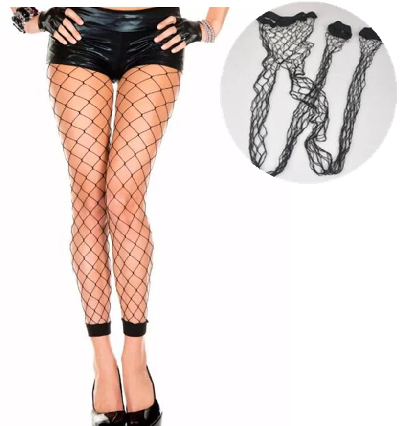 Beliebte Verkauf frauen Sexy Fishnet Neun Mesh Strümpfe Fisch Net Strumpfhosen Mesh Dessous Oberschenkel Hohe Schwarze Strumpf