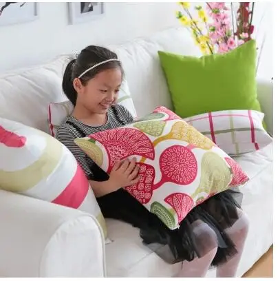 40/45/50/60cm large sofa cushion cover plaid pillowcase pink cotton lumbar pillow covers indoor