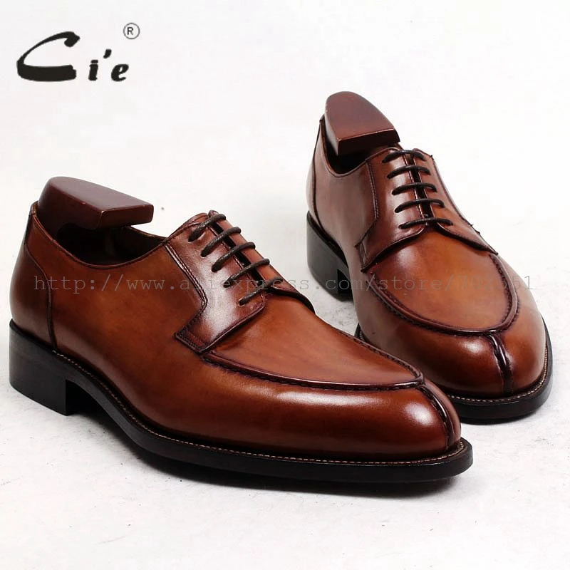 cie Free Shipping Bespoke Custom Handmade Genuine Calf Leather Outsole Breathable Lacing Men\'s Derby shoe Brown Goodyear No.D143