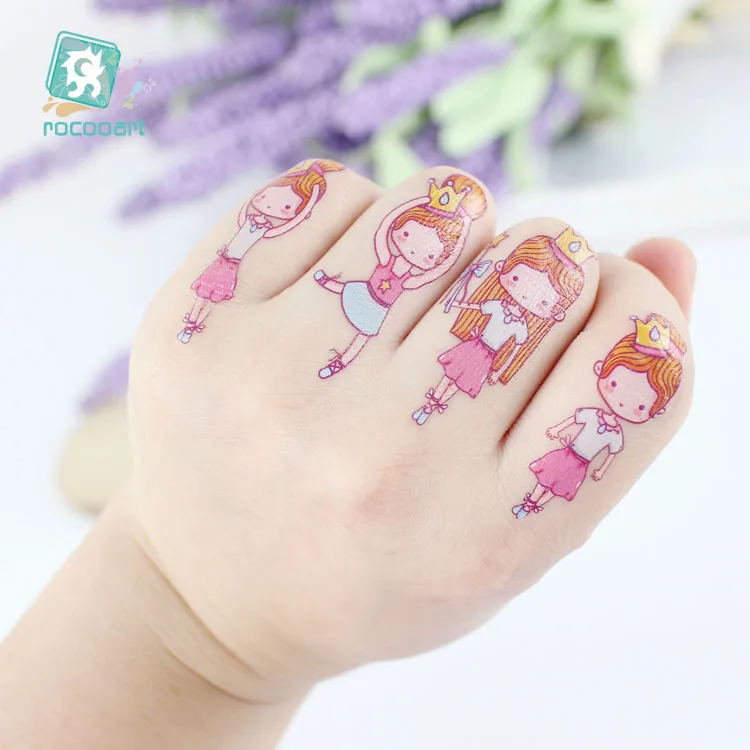 Rocooart Ballet Girls Tattoo For Kids Birthday Gift Cute Cartoon Fake Taty Children Body Art Waterproof Temporary Tattoo Sticker