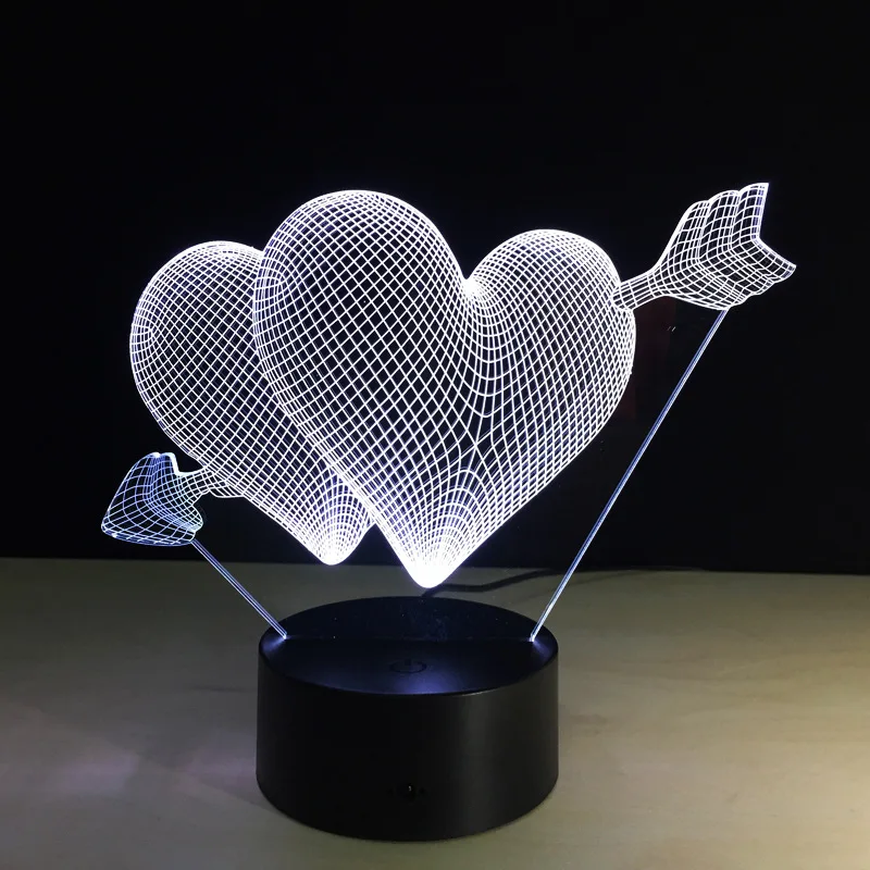 Lovers' love Cupid arrow 3d visual led night light 7 color Action figure Room decoration 7 color Acrylic Lovers gifts B03