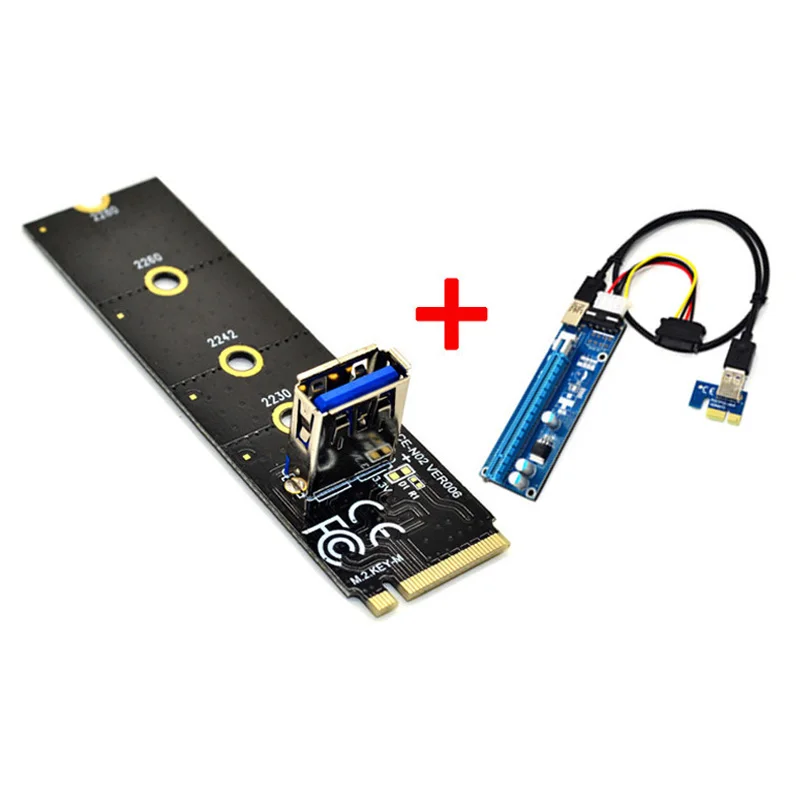 NEW NGFF M.2 to PCI-E X16 Slot Transfer Card Mining Pcie Riser Card VGA Extension Cable Molex 4Pin 6Pin SATA for Miner Antminer