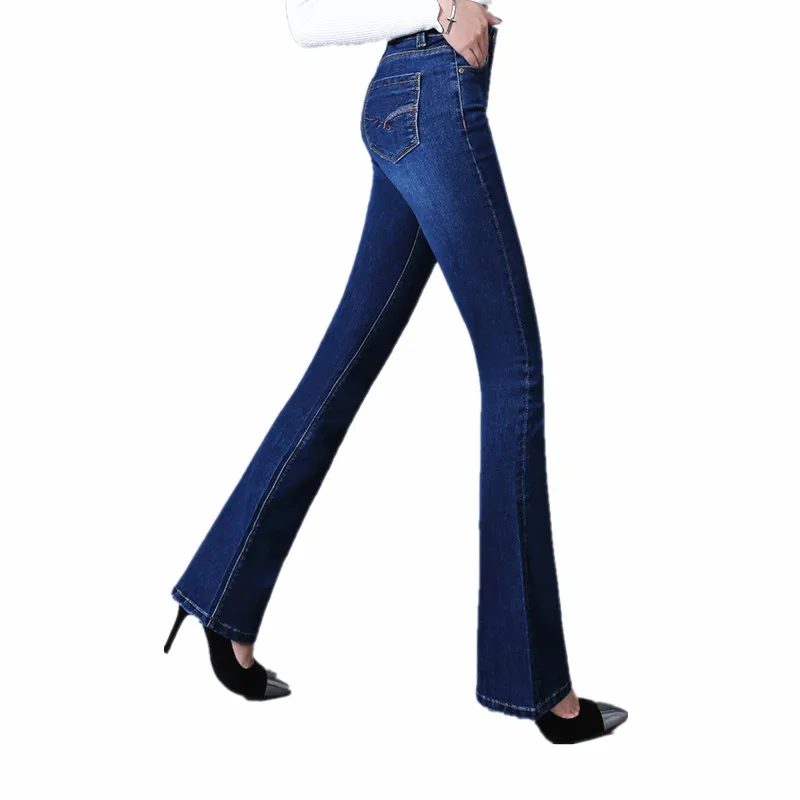 Pantalon et Capris taille haute élastique pour femmes, nouvelle marque 2019, grande taille, couleur unie, qualité moyenne, jambes larges