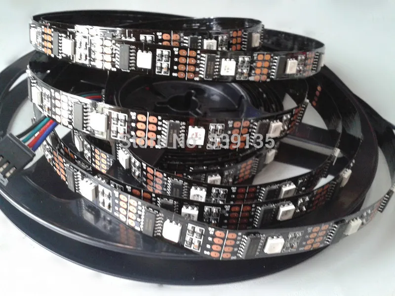 5M WS2801 led pixel strip light;32leds/m with 32pcs WS2801 IC, DC5V, Black PCB, non-waterproof IP20