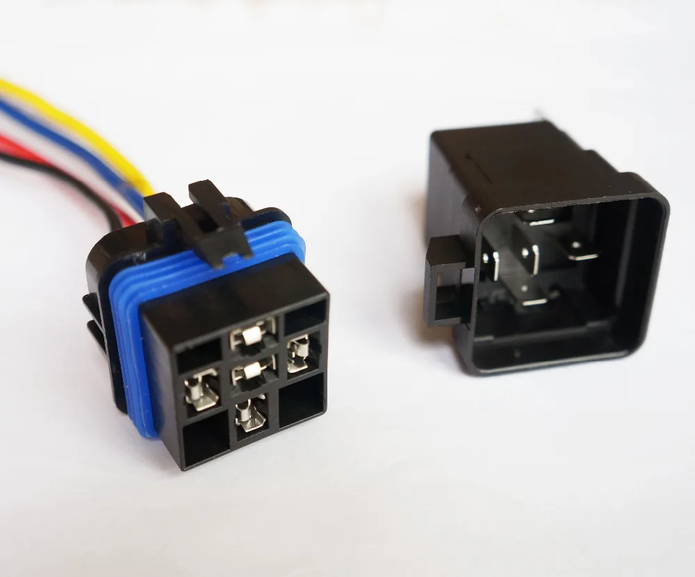 100 Pcs Waterproof integrated 12V 40/30A 5 pin 5 wire auto relay with holder Pigtail wire harness 300mm length