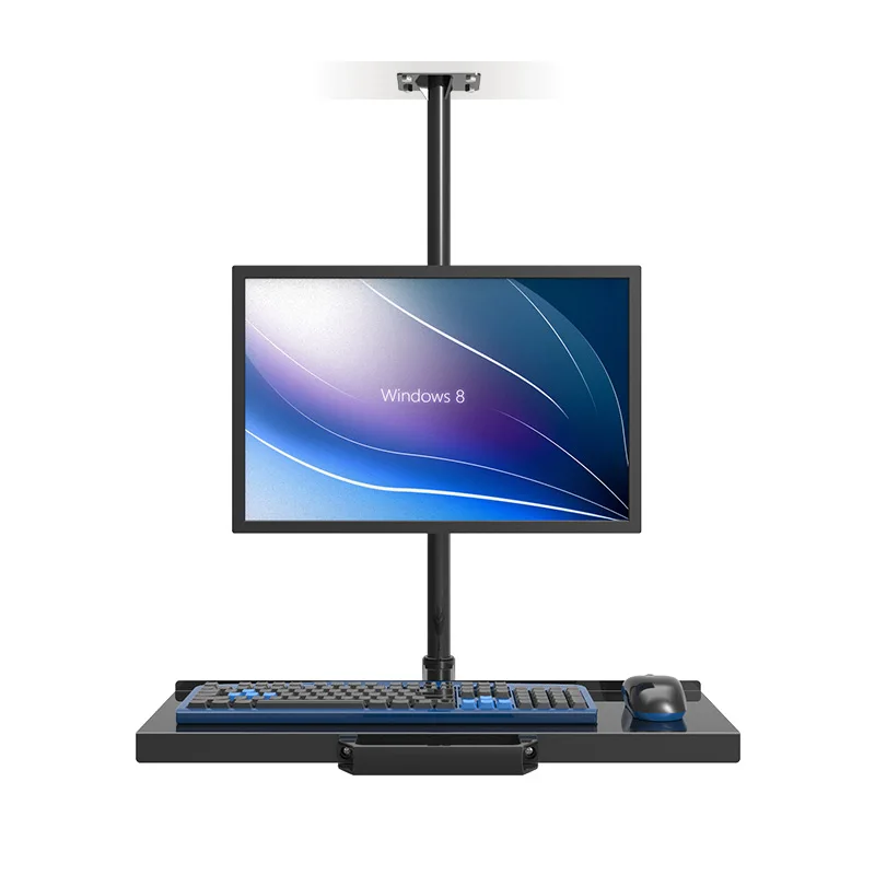 Customized Ceiling Mount Sit-Stand Workstation Full Motion Monitor Holder +Keyboard Holder Assembly Line Work Station