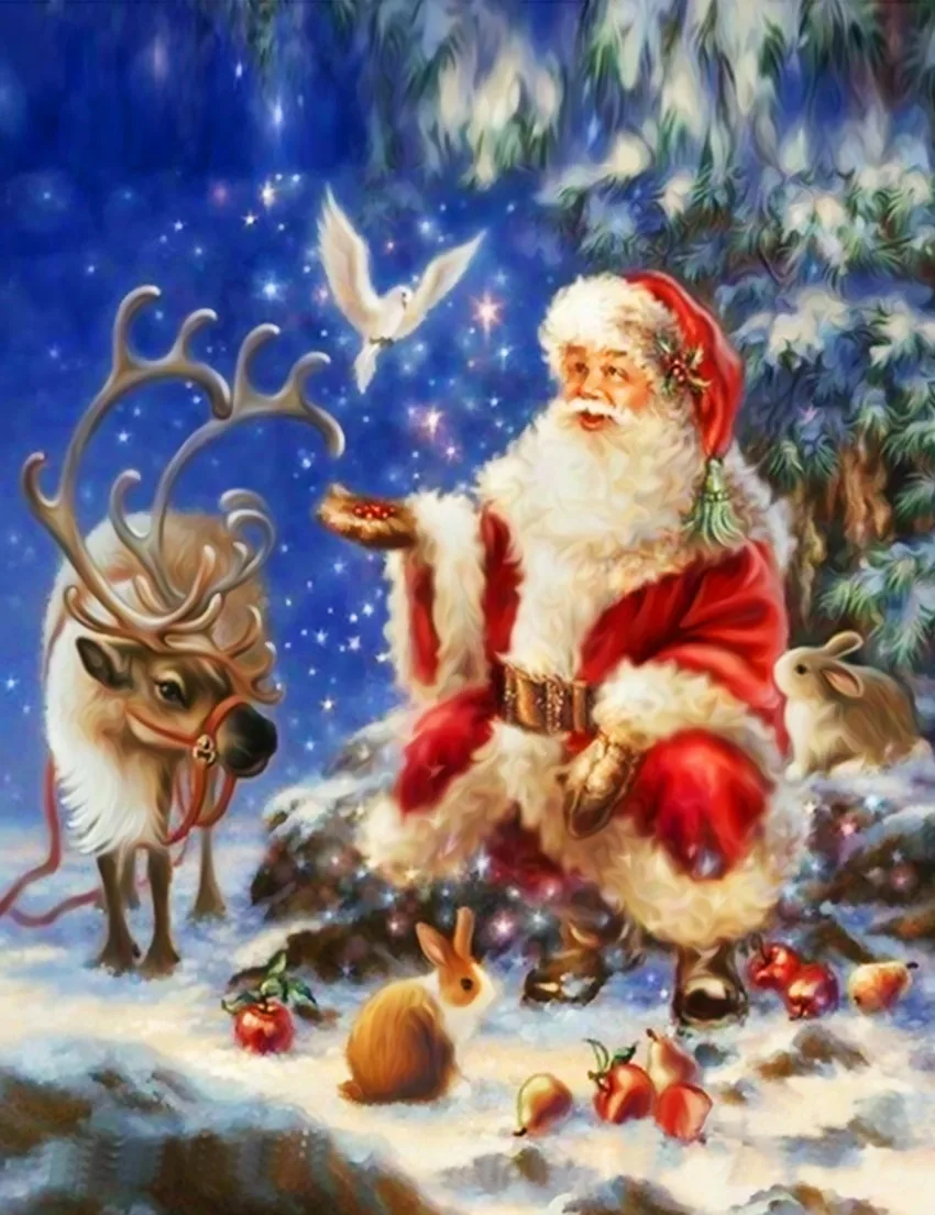 Christmas Home Decor Diamond Painting Kerst  ELK 5D DIY Diamond Embroidery K008 Partial 30X40 Round Canvas Paper Bag Cartoon