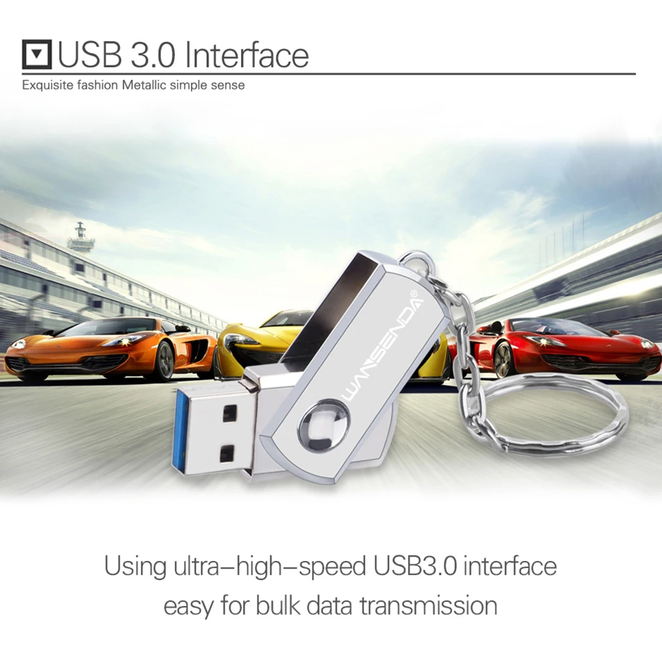 Wansenda-Llavero con unidad Flash USB 3,0 de acero inoxidable, unidad de bolígrafo de alta velocidad, 256GB, 128GB, 64GB, 32GB, 16GB, 8GB, clé USB Cle