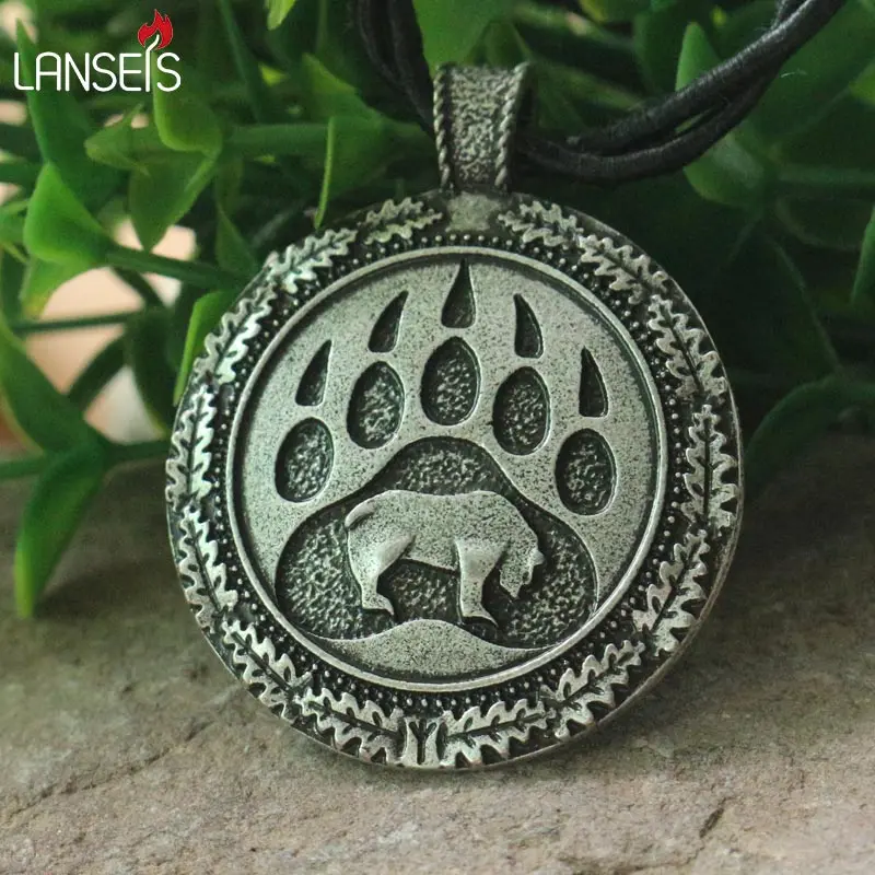 

lanseis 10pcs Viking bear paw pendant slavic bear talisman chrm pagan men necklace Nordic pendant.Celt talisman