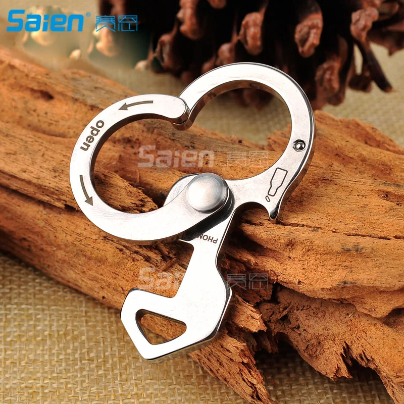 

Pocket Multi Tools Stainless Steel Keychain High Strength Carabiner Clip Hook Spring Snap Quick Release Bottle Opener Buckles