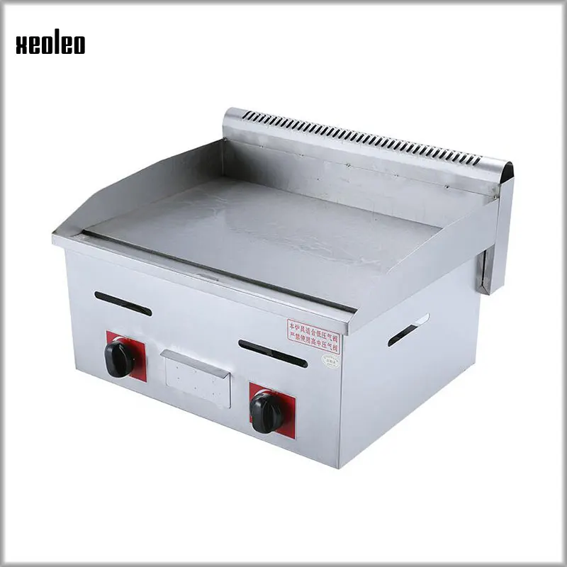 XEOLEO Commercial Gas Grill Flat Plate Griddle Teppanyaki Counter Top LPG Squid/Steak/Hand Cake Machine Kitchen Food Processor