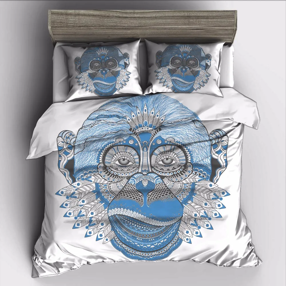 AHSNME Simple Monkey Portrait Bedding Set High-definition Print Quilt Cover for RU AU EU US King Q Size Market jogo de cama