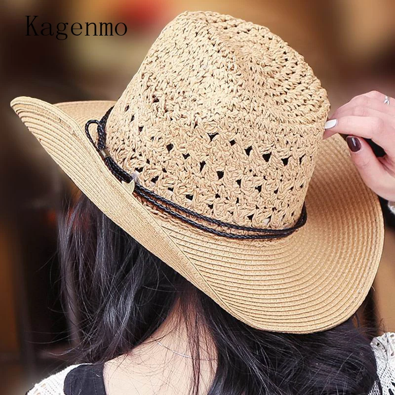 Kagenmo Female Summer  Sunhat Shade Cool Straw Sun Hat Women Beach Sunbonnet Straws Sunscreen Lady Strawhat Large Brimmed