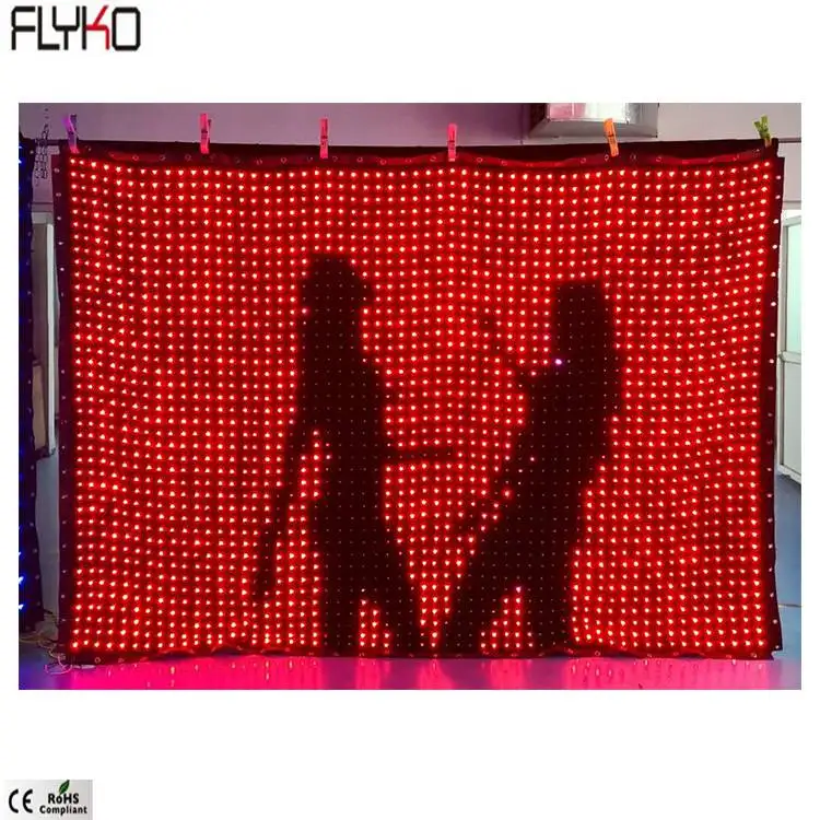 Flyko amazing visual effect P50mm 2x3m led video curtain flexible led video screen in door semi-outdoor