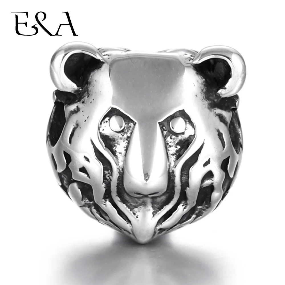 Stainless Steel Beads Bear Head 2.5mm Hole Animal Charms for Beaded Chain Bracelet Supplies Handmade DIY Jewelry Making Findings