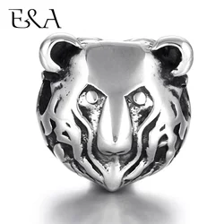 Stainless Steel Beads Bear Head 2.5mm Hole Animal Charms for Beaded Chain Bracelet Supplies Handmade DIY Jewelry Making Findings