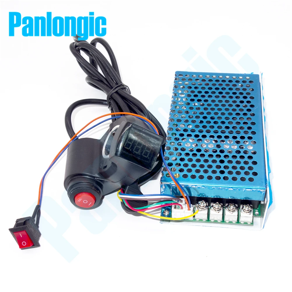 Panlongic Thumb Hall Throttle 100A 5000W Reversible PWM DC Brush Motor Speed Controller 12V 24V 36V 48V Soft Start Voltmeter