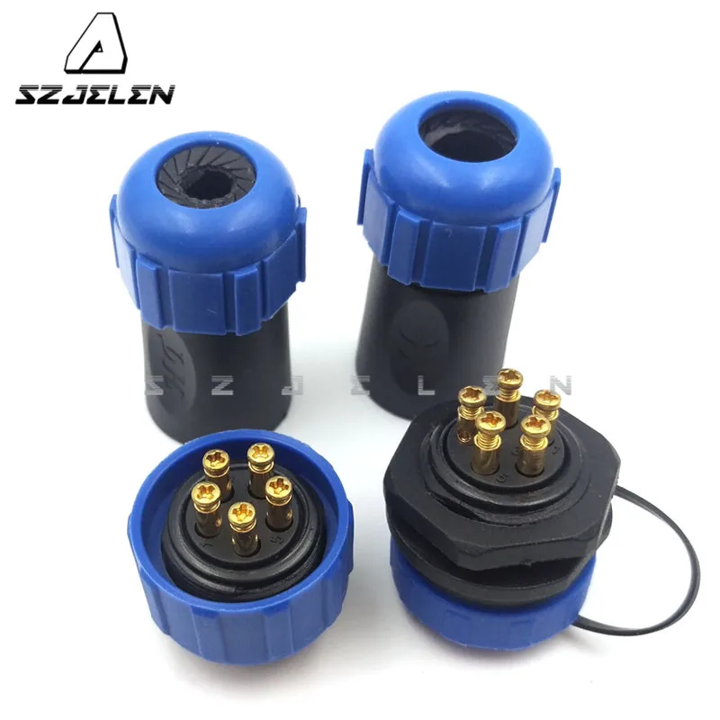 SP2110/SY2112, No Need To Weld, 5 Pins Waterproof Connector ,IP68, Industrial Power Cable Connector, Panel Mount Connector Plug