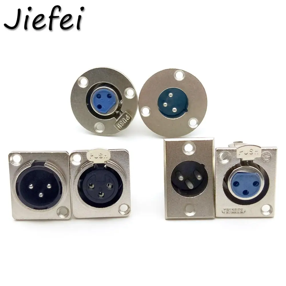 

50pcs XLR 3Pins XLR connector Female Jack Socket Panel Mounted type Chassis Square/ Round Shape Metal housing