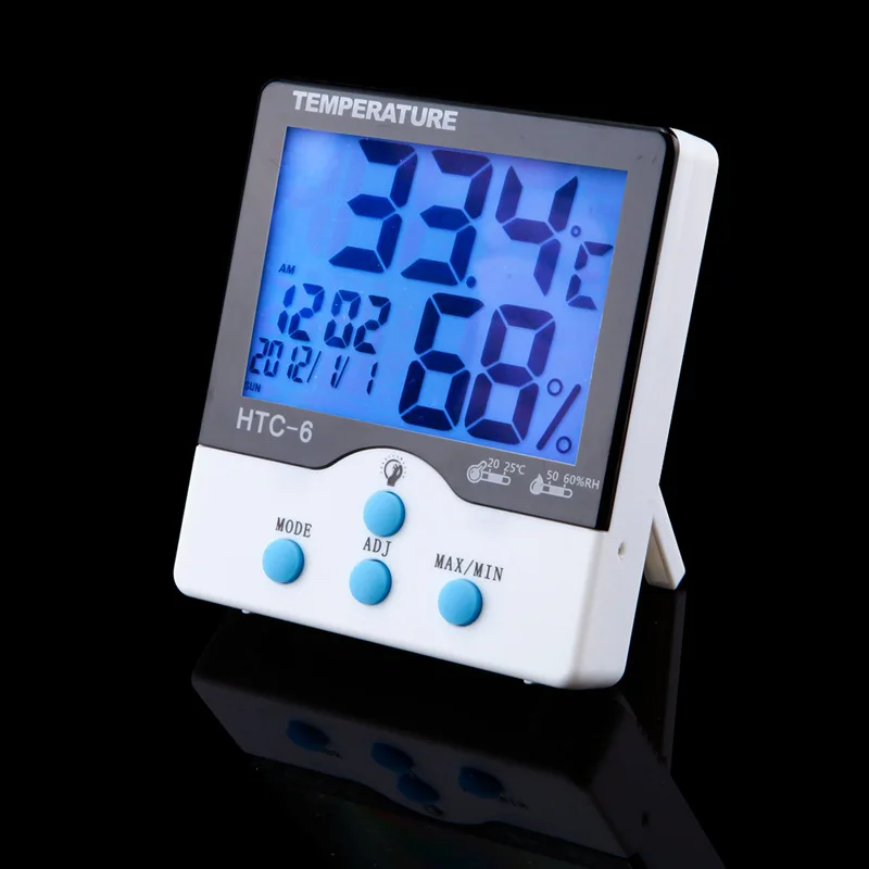 HTC-6 blue luminous temperature hygrometer, digital display large screen home thermometer