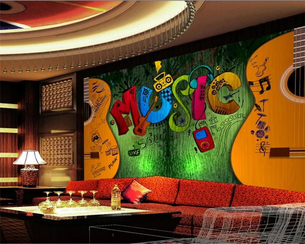 

beibehang Custom fashion personality wallpaper music graffiti KTV decorative background papel de parede wall papers home decor