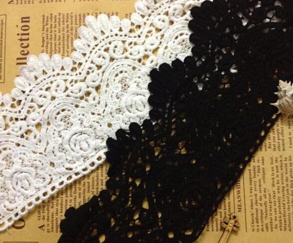 

5 yard/lot width 9cm 3.54" white/black cotton lace trim ribbon 28525L4K282