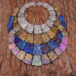 4 color,15PCS strand Mystic Titanium Dragon Blood Stones Slab Beads,Top Drilled Graduated Slice Loose Beads Necklace Set Bulk