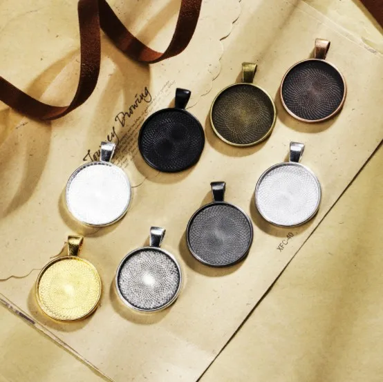 100 pcs - 25mm Round Pendant Tray Wholesale 1 Inch Pendant Bezel Blanks Cabochon Setting Base for Necklace Making