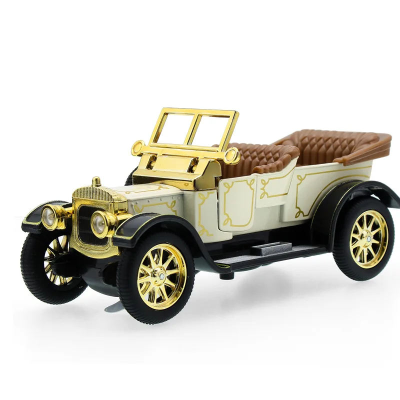 Collection of gifts 1:32 convertible classic car alloy model, simulation metal casting sound and light back to retro model, free