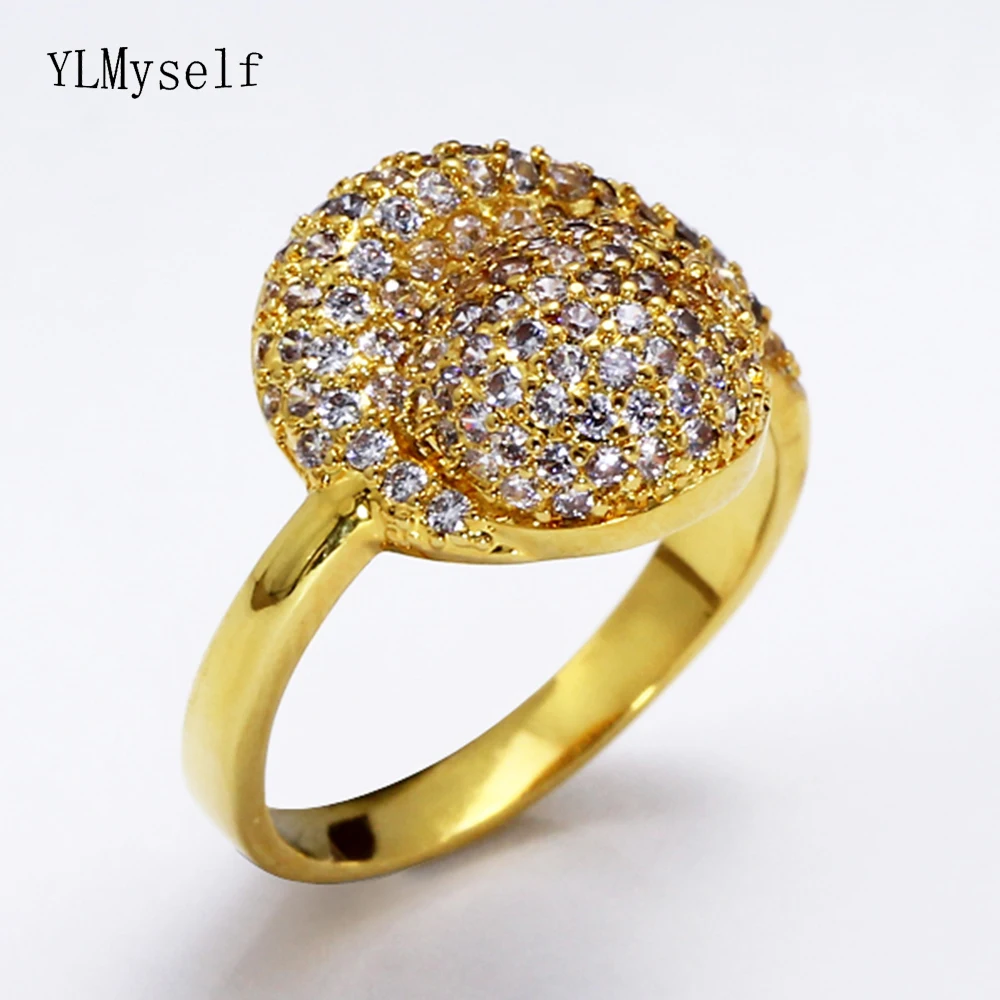 

YLMyself Brass Ring for Women, Trendy Cubic Zirconia Jewelry, Elegant Gold Plated Fashion Rings
