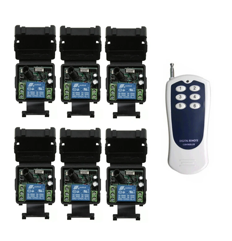 DC 12 v 1CH   mini wireless remote control switch Learning code 6 piece receiver+1 piece    transmitter 100m new