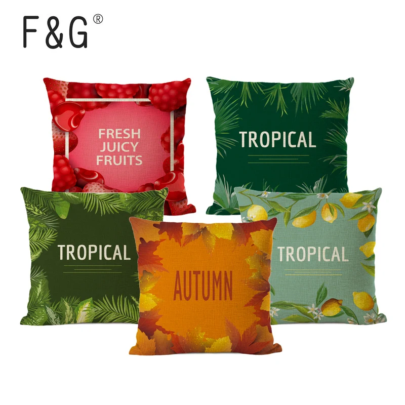 Plant Fruit Cushion For Leaning On Covers Sofa Household Adornment Cushion For Leaning On Linseed Cotton Pillow Cover