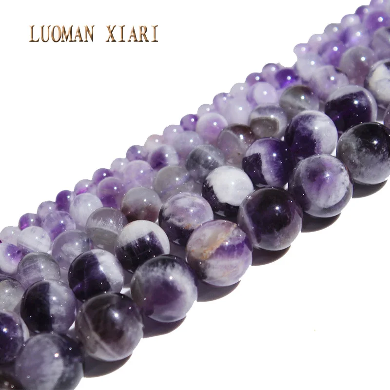 LUOMAN XIARI AAA+ Round Natural  Amethyst Stone Beads For Jewelry Making DIY Bracelet Necklace Material 4/ 6/8/10mm Strand 15''