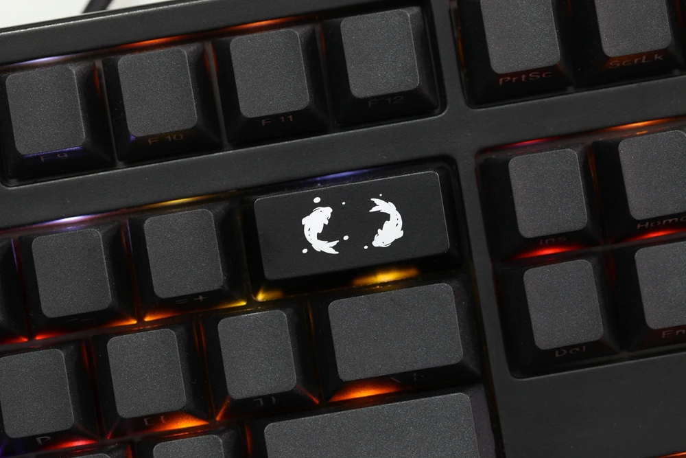 Novelty Shine Through Keycaps ABS Etched Shine-Through koi fish black red custom mechanical keyboard enter backspace