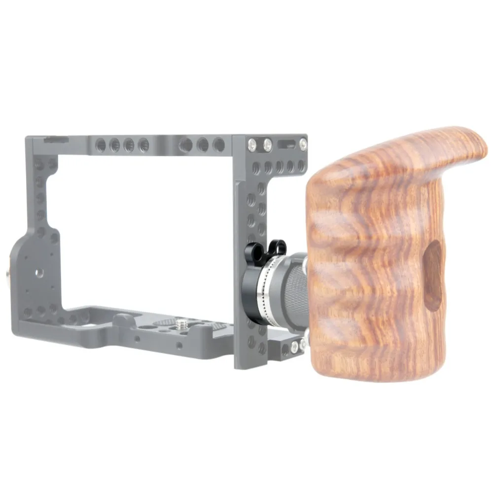 NICEYRIG Handle ARRI Rosette Mount Adapter Camera Cage Handle Wood Handle Grip Rig 1/4\