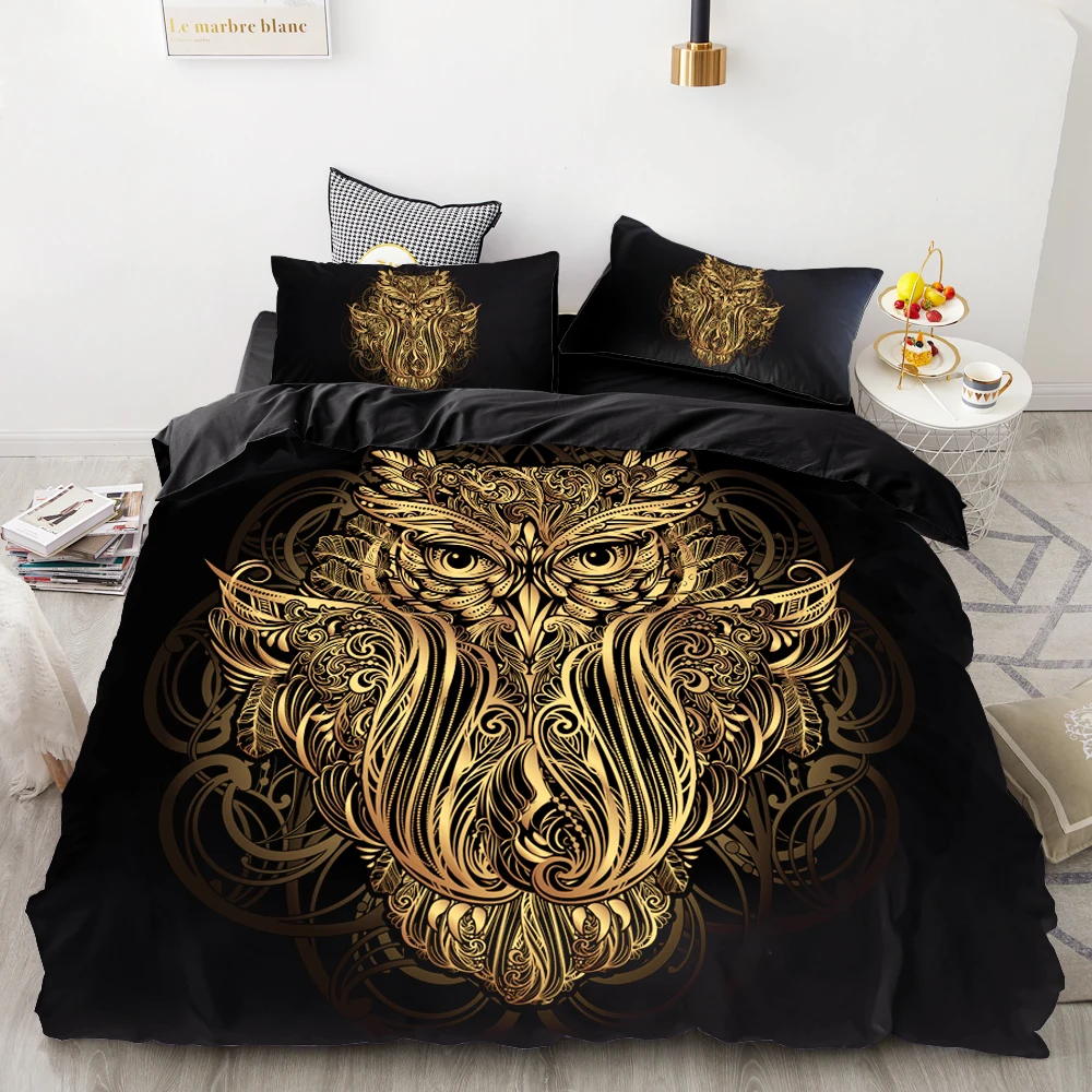 3D HD Digital Printing Custom Bedding Set,Black Duvet Cover Set Queen Cal King,Bedclothes Gold Lord Shiva Drop Shipping