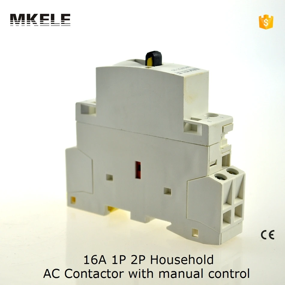 CT 16A 2P الدين السكك الحديدية AC المقاولين لفائف 220V 110V 24V مع التحكم اليدوي Contator البنيوية 2NC