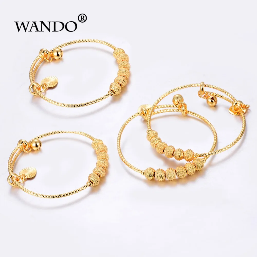 Trendy Children\'s bracelet Small Bangles&Bracelet Lovely Gold Color Charm Beads Baby Bracelet bangle Jewelry Gift