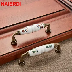 NAIERDI Chinese Bronze Ceramic Cabinet Handles Zinc Alloy Drawer Knobs Wardrobe Door Handles Pulls Furniture Handle 96mm/128mm