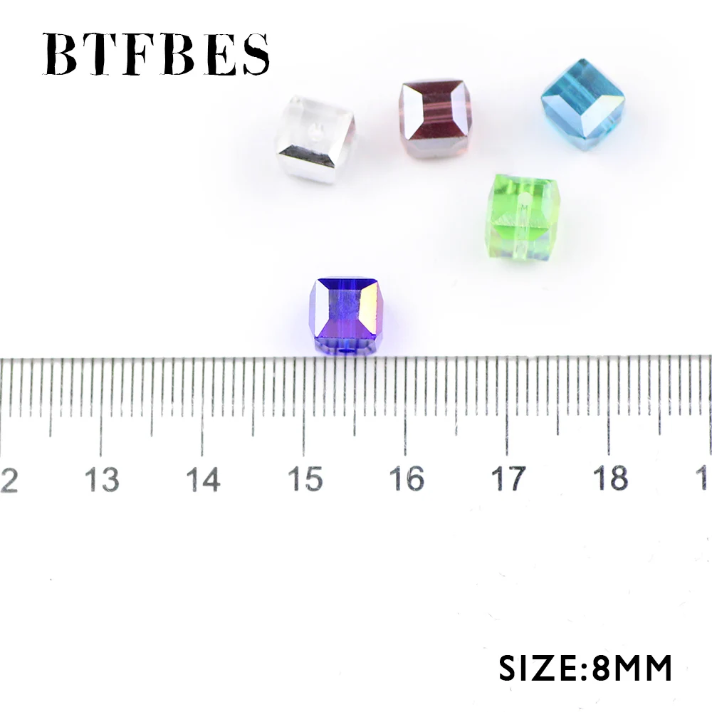 BTFBES 8mm Shaped Square Beads 30pcs Austrian Crystal Loose Bead Glass Ball for Jewelry Bracelet Necklace Making DIY Accessories